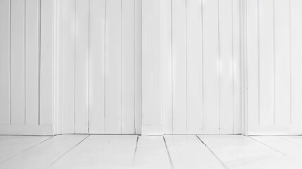 Naklejka premium Simple white wooden wall and floor interior design.