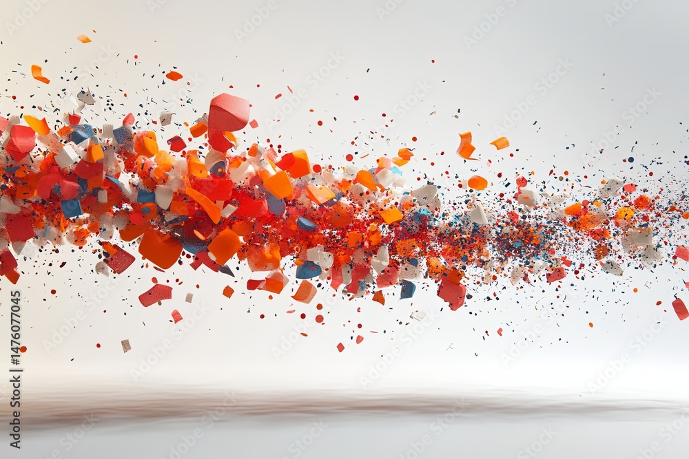 Poster abstract burst of red orange blue geometric shapes on bright background for dynamic modern design il