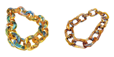 chain gold watercolor vector illustration