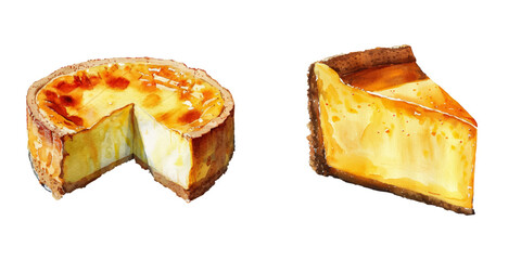 cheese cake watercolor vector illustration