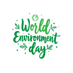 Vibrant world environment day lettering design promoting environmental awareness