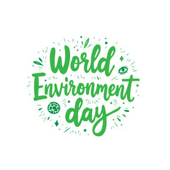 Decorative illustration celebrating World Environment Day with stylized lettering