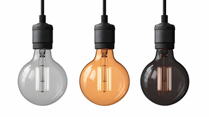 Naklejka premium Classic incandescent light bulb with screw base on white background, cut out. [Obsidian Reverie] | Gleamscar Path | light cut. Illustration