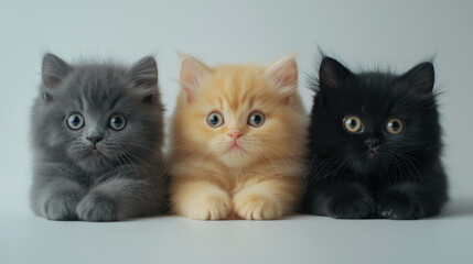 Adorable Kittens for National Kitten Day – Cute Fluffy Cats with Big Eyes on White Background