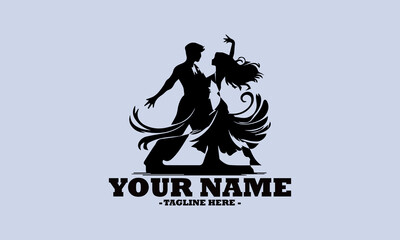 modern couple dancing in harmony. A stylish vector illustration perfect for romantic themes, dance events vector logo icon and couple dancing vector logo isolated on white background