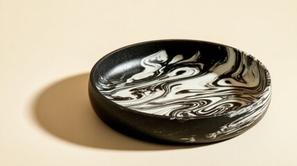 Black and white marbled bowl