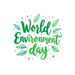 Fototapeta premium Celebration of world environment day with decorative leaves and typography