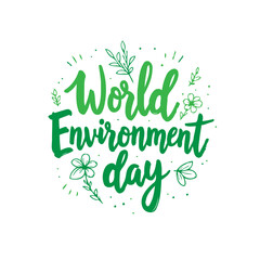 Naklejka premium Stylized illustration celebrating world environment day with botanical motifs