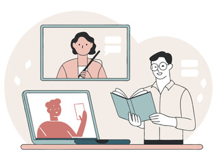 Business people work together in the office using computers for communication