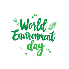 Celebratory typography for global environment day, green eco-friendly concept