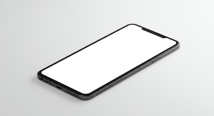 Cell Phone with Blank Screen on White Surface