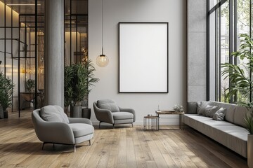 Modern open-plan interior space featuring comfortable seating.