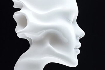 Abstract, smooth white face profile on black