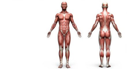 Human muscle anatomy front and back