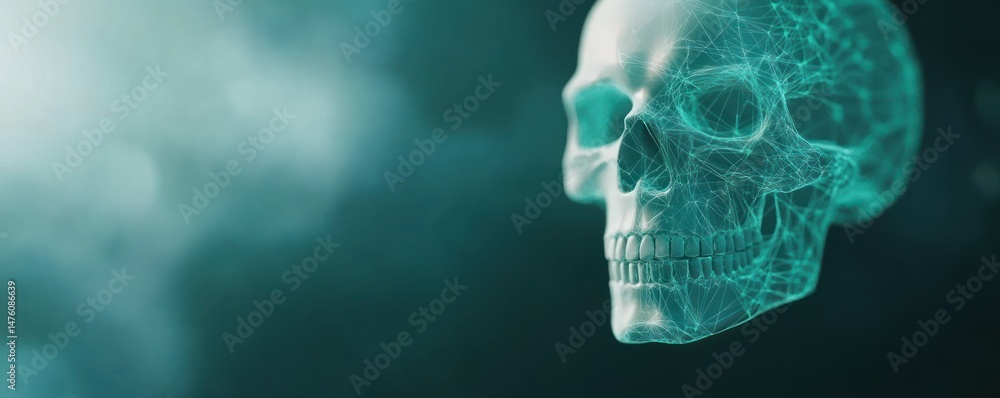 Poster 3d skull with network structure