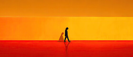 Solitary figure in vibrant hues