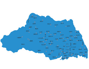 Fototapeta premium 埼玉県 地図 ブルー 斑点 イラスト