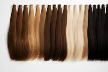 Elegant Display of Synthetic Hair Extensions in Natural Tones