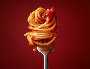 Forkful of spaghetti with tomato sauce (1)