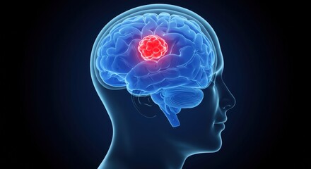 Obraz premium Human Brain Cancer Anatomy Illustration