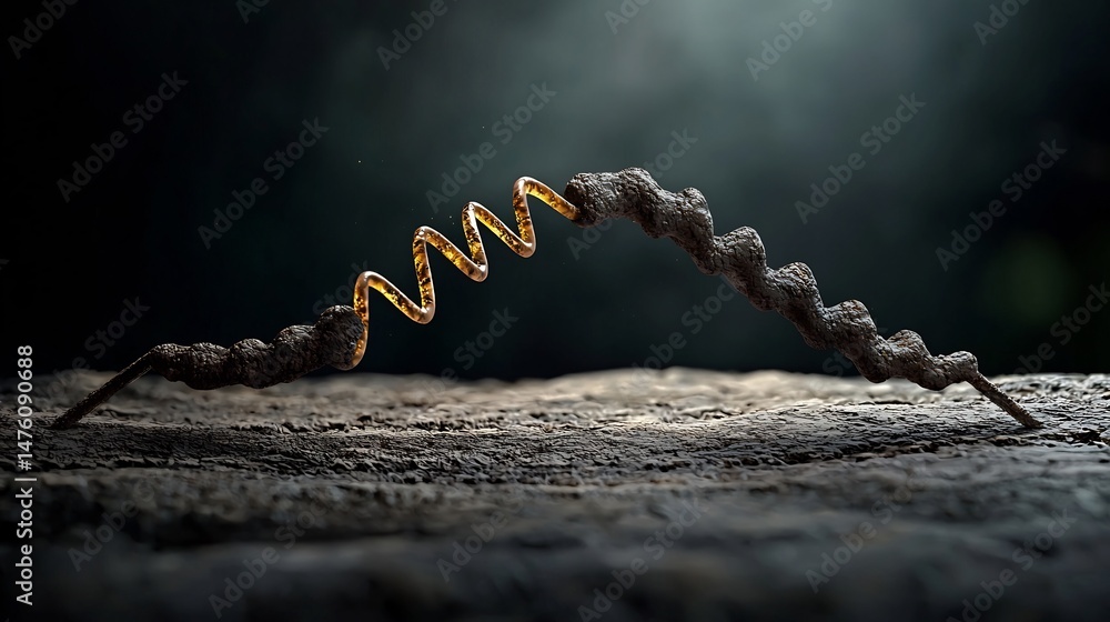 Poster spiral structure on a dark surface. detailed view of a complex spiral form