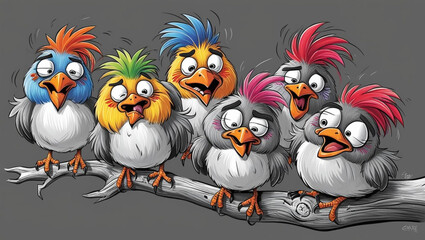 Obraz premium fluffy cartoon birds