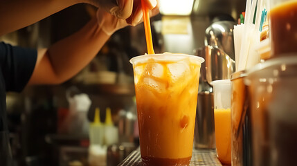  Watching the preparation of Thai iced tea at a street food stall (2)