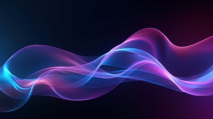 Abstract dark background with glowing wave and shiny moving lines graphic