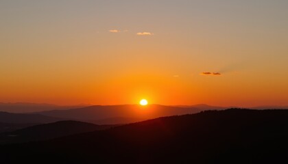 Obraz premium Sunset over mountains nature photography serene landscape evening sky tranquil view