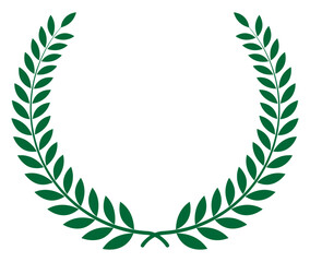 月桂冠 葉冠 シンプルなエムブレムの素材 グリーン