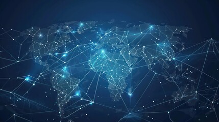 Virtual world map dots and lines composition for global business network connection