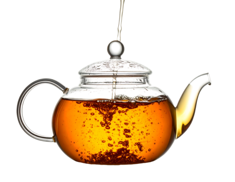 Amber Tea Steeping in Clear Glass Teapot - Powered by Adobe