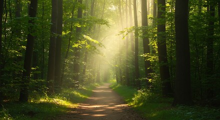 Naklejka premium Forest with Sunlight