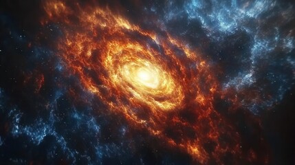 Obraz premium Fiery Nebula Swirling Cosmic Energy Abstract