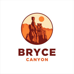 Hoodoo bryce canyon logo with vintage style design