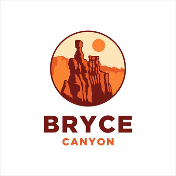 Hoodoo bryce canyon logo with vintage style design