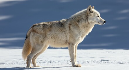 Obraz premium White Wolf Standing on Snow