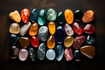 Tumbled Polished Chakra Healing Stones – Top-Down View