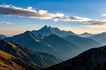 mountains with a few clouds in the sky and a few trees