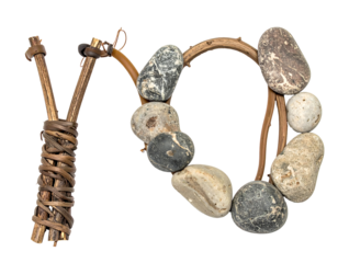 Rocks and Twigs Forming Letters Y and O on Transparent Background