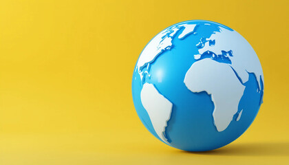 Fototapeta premium Stylized 3 d globe against bright yellow background