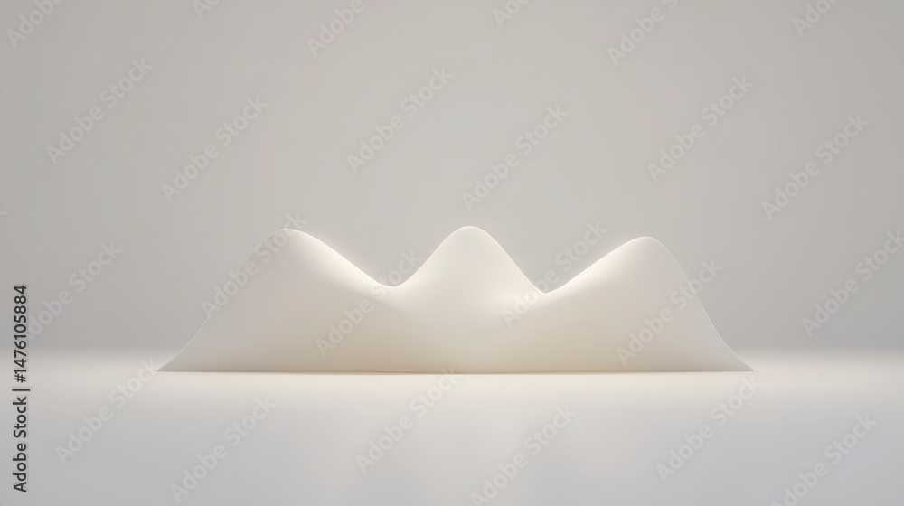 Poster abstract white wavy 3d render minimalist background modern design clean shape