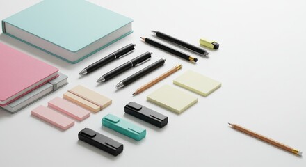 Assorted pastel stationery items