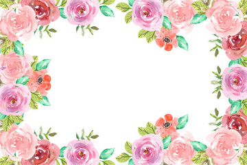 Watercolor flowers background vector for design.