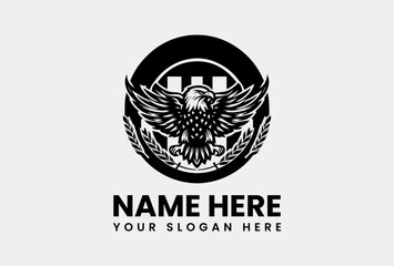 Stylized Eagle with Stars Vector Logo Graphic. Powerful Patriotic Design