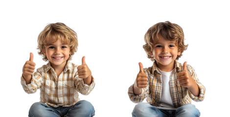 The boys happily gave a thumbs up.