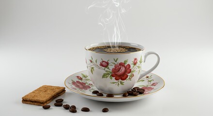 Fototapeta premium Coffee with Cookie and Beans