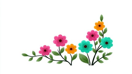 Pastel Floral Branch  Spring Flowers  Vintage Design  Botanical Illustration  Nature Beaut