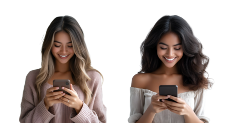 two young women with mobile phones