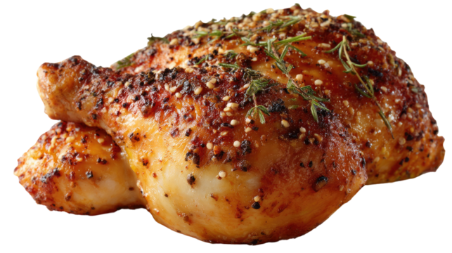 Roasted Chicken: a culinary masterpiece of a fully roasted chicken, perfectly cooked to a golden-brown hue, inviting you to savor its delicious appeal.